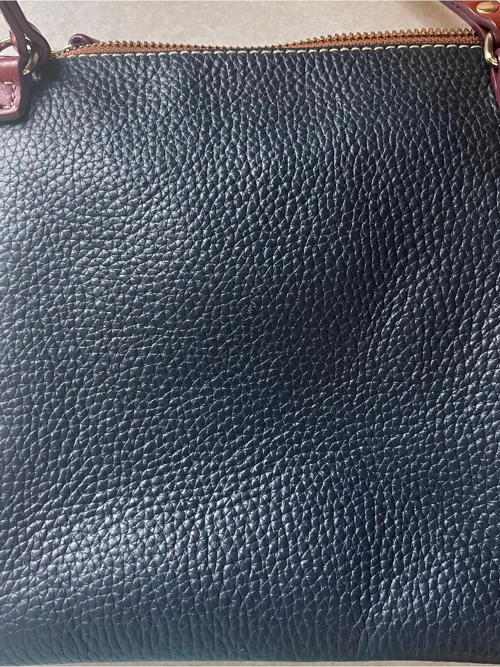 Dooney & Bourke Triple Zip Pebbled Leather Crossbody - Navy Blue VGUC